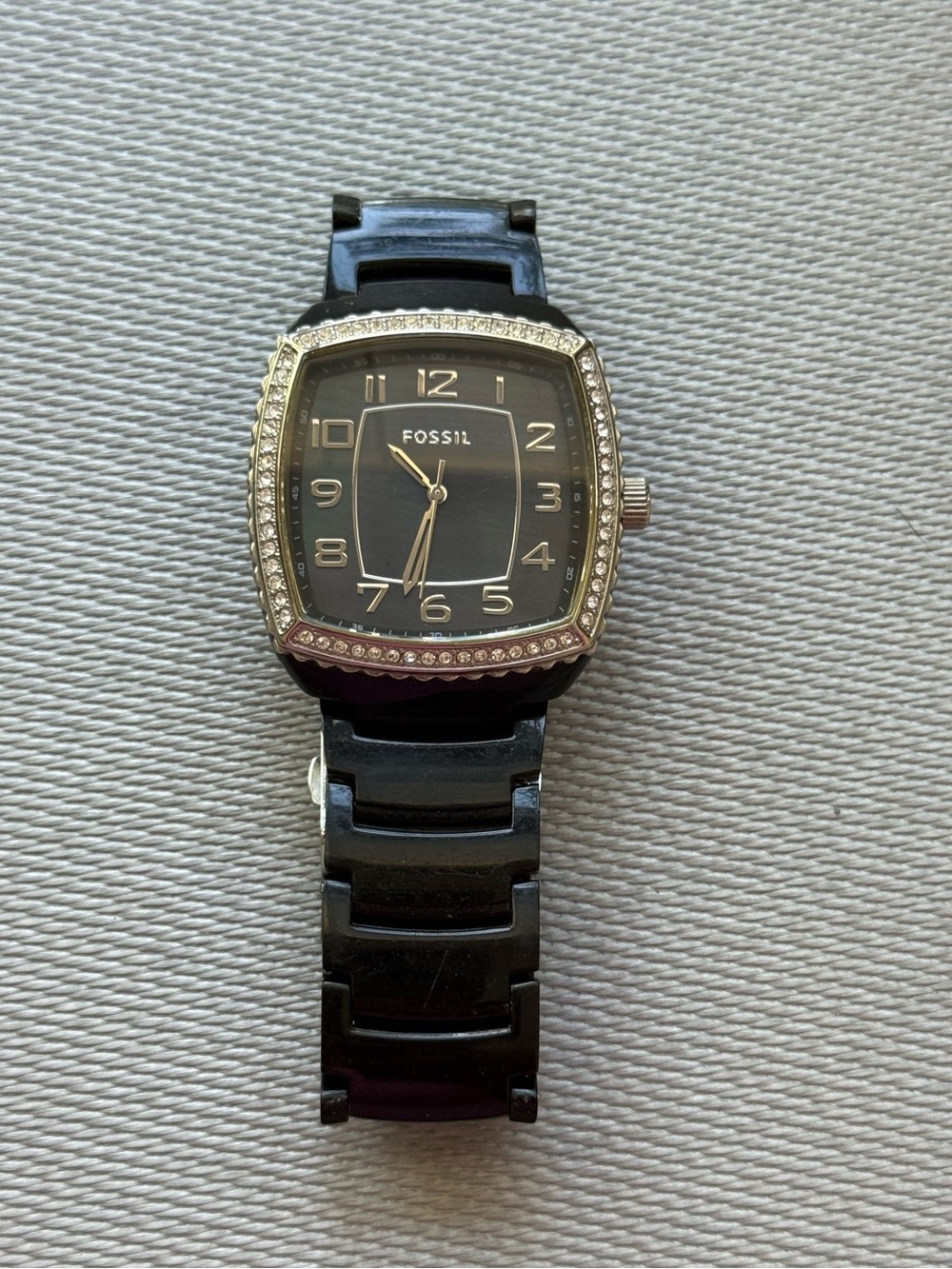 Fossil Black Watch with Crystal-Trim Bezel